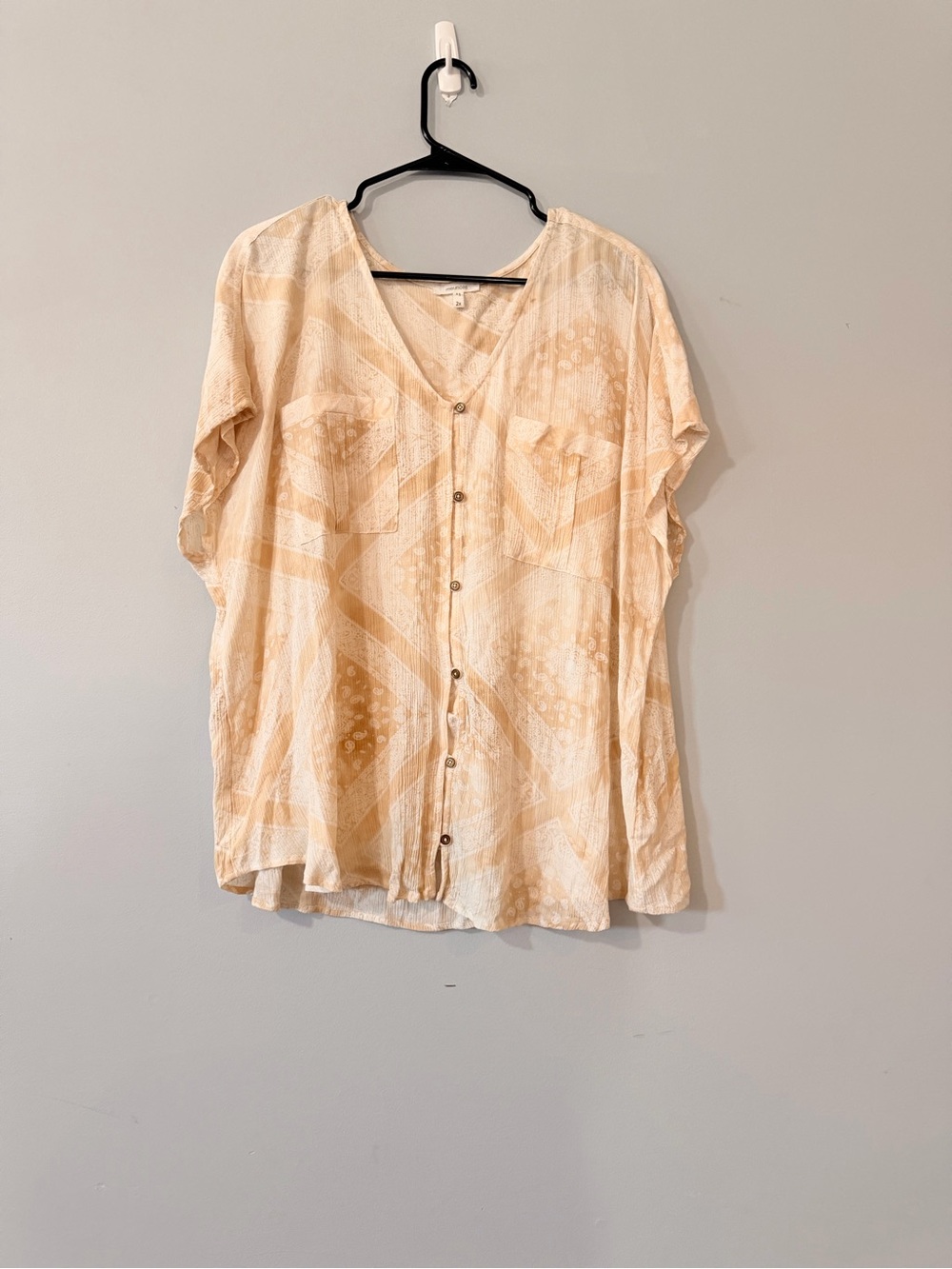 Maurices Light Cream Button-Front V-Neck Women's Top